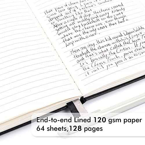 feela 8 Pack Journal Notebook Bulk for School, Hardcover Business Notebooks Classic Ruled Lined Journals with Pen Holder for Work Note Taking, with 8 Black Pens, 120 GSM, 5.1¡±x8.3¡±, A5, Black