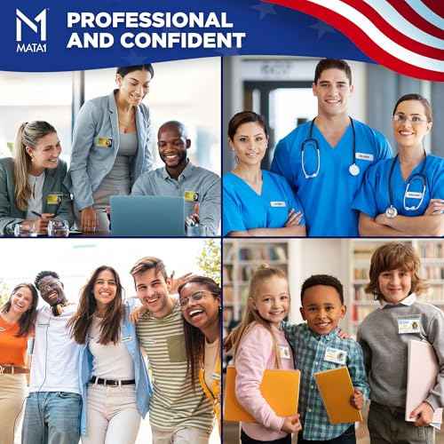 Mata1-USA No-Pin Design Name Tag Magnets (100 Badge Holder Magnets, 1.75 x 0.4 inches), Name Tag Magnet Backs w/ 3 Extra-Strong Neodymium Magnets for ID Badge Holders