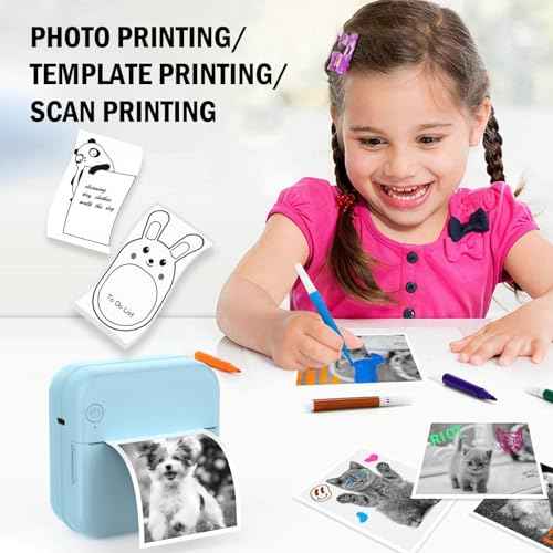 Mini Blue-Tooth Printer, Wireless Sticker Printer with 10 Rolls Paper for iPhone/Android