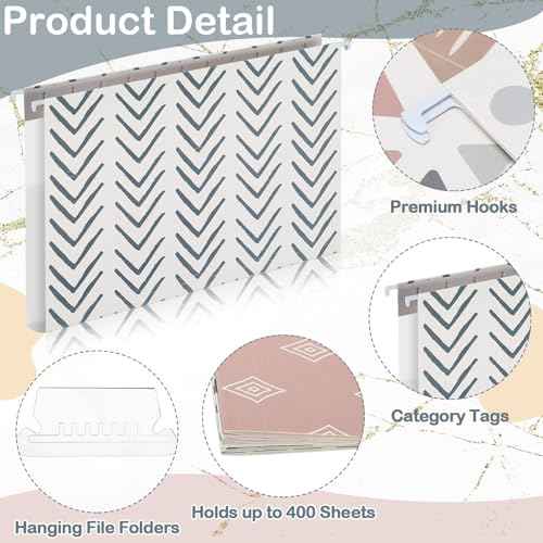 30 Pcs Boho Hanging File Folders 9.5 x 11.5 in Decorative Cute Hanging Letter Size File Folder with Adjustable Tabs Back to School Gift for Office Home Supplies, 6 Designs(Classic)