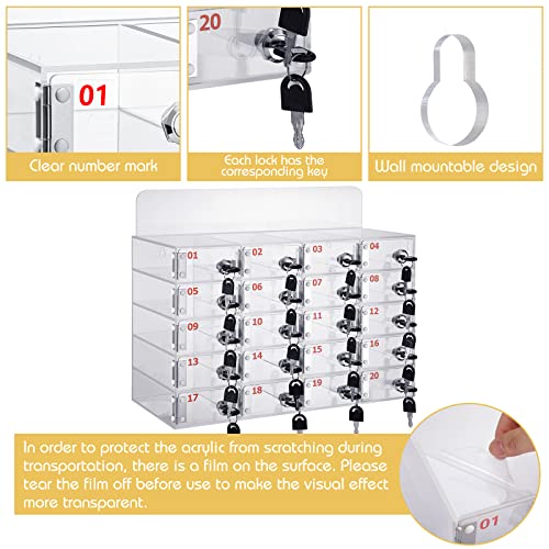 Threan 20 Slot Cell Phone Storage Box, Acrylic Clear Cabinet Wall