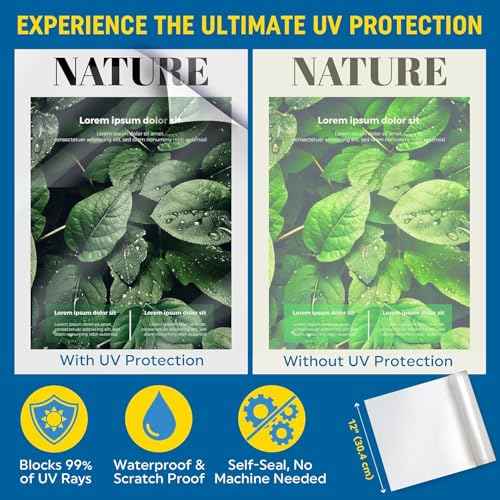 Self Laminating Film Anti-UV Vinyl (12¡±x30ft Glossy): Clear Vinyl Roll Laminating Paper - Self Adhesive Laminating Sheets, Sticker Laminate Sheets Waterproof, Self Laminating Sheets Transparent Vinyl