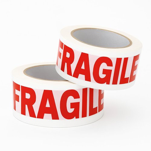 Fragile Packing Tape 2” x 110 Yards – 2-Pack Heavy Duty Shipping & Moving Tape, 2.0 Mil Thick, Acrylic Adhesive – Red Warning Print for Box Sealing
