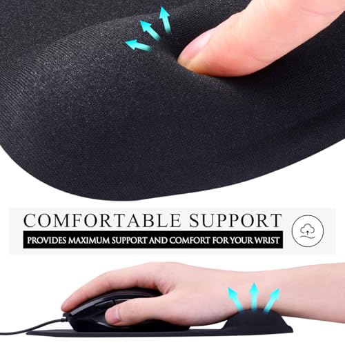 JIKIOU Ergonomic Mouse Pad with Gel Wrist Rest 2 Pack, Small Black - Variation 01Black