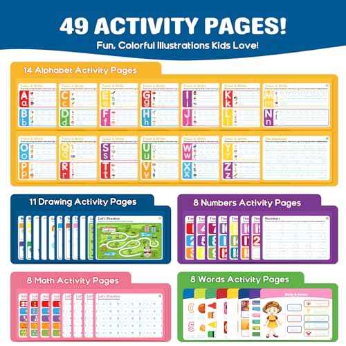 Magic Grooved Writing Practice for Kids, Reusable Grooved Handwriting Practice Workbook Ages 3-8, Large 11.2"x7.5" Preschool Learning Activities Tracing Books, Kindergarten Educational Toys for 5-7