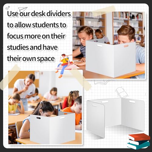 30 Pcs Desk Dividers for Students 14 ¡¿ 17.5 ¡¿ 14 Inch Plastic Durable and Waterproof Privacy Folders Shields Test Dividers with Classroom Privacy Boards for School Study Teacher Supplies (White)