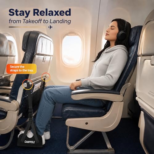 1 Pack CampPole Airplane Foot Hammock No-Collapse Foot Rest - Adjustable Travel Foot Rest