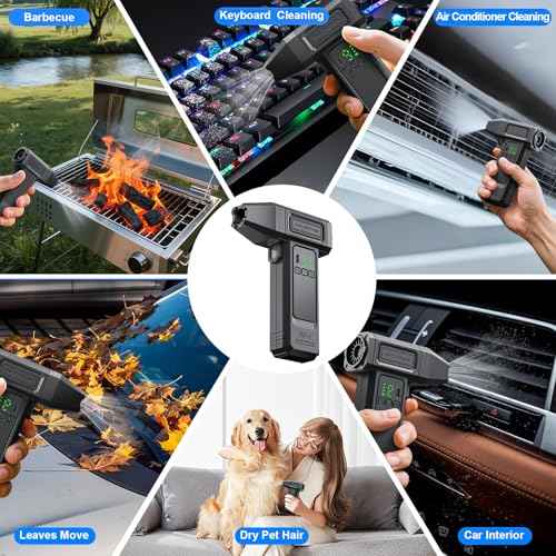 Mini Blower Turbo Fan,Compressed Air Duster,100,000RPM Super Power Cordless Electric Air Duster,No Canned,3-Gear Adjustable Turbo Fan Duster Blower for Keyboard PC,Car,Outdoor and House Cleaning