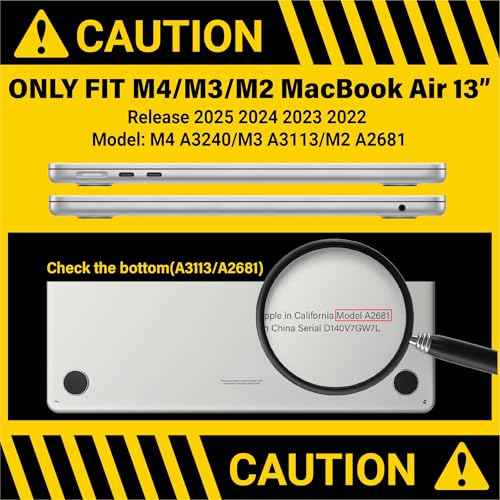 IBENZER Compatible with 2025 2024 2023 2022 MacBook Air 13 inch Case M4 A3240 M3 A3113 M2 A2681, Hardshell Case & KeyboardCover & ScreenFilm & Type-C for Mac Air 13.6, Crystal Clear, AT13-KK-CYCL+2TC