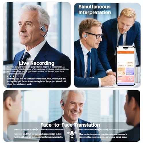 AI Translation Earbuds Real Time 164 Languages Translator Earbud 3 in-1 Bluetooth 5.4 Audifonos Traductores Ingl?s Espa?ol Translating Device for Travel Business Leaning iOS & Android Compatible