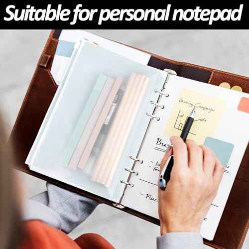 Premium Clear Binder Zipper Folders - 12PCS A5 Size 6 Holes Binder Inserts, Document Filing Bags for 6-Ring Notebook Loose Leaf Bags