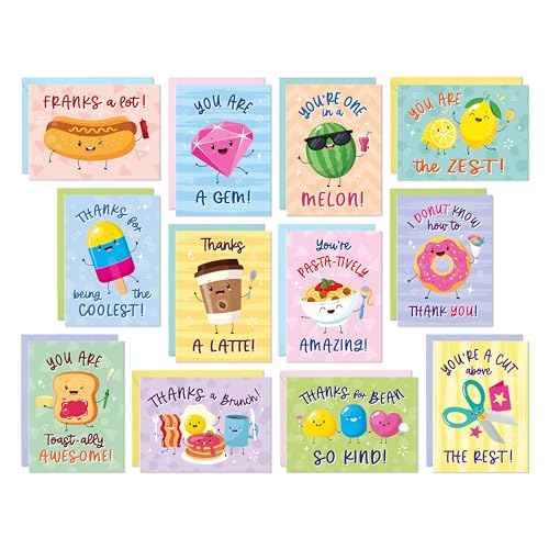 S&O Assorted Funny Thank You Cards with Envelopes - Cute Thank You Cards for Teachers, Office Coworker, Employee & Staff Appreciation - Appreciation Card for Kids, Students & Friends, 4x5.5¡±