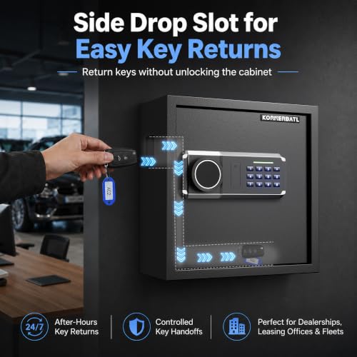 KornerBatl 65-Key Heavy Duty Wall Mount Key Cabinet with Code - 65 Key