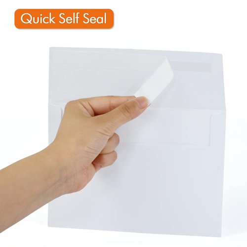 A7 Printable White Envelopes 5x7 100 Pack Quick Self Seal,for 5x7 Cards Perfect for Weddings, Invitations, Photos, Graduation, Baby Shower 5.25 x 7.25 inches，AZAZA