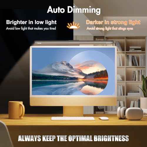 Quntis Monitor Light Bar with Remote, Fit for Curved Monitors/Camera Base, Eye-Care Computer Screen Light Bar, Auto-Dimming Dimmable Work Office Gaming Desk Lamp, Gray