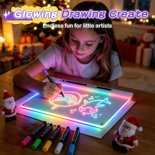 Bailkind 16" White Rechargeable LED Drawing Board for Kids with 9 Colors & Accessories