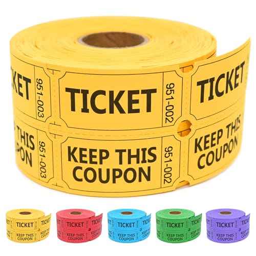 ESSENTIAL 500 Raffle Tickets Double Roll, Yellow Raffle Tickets Roll with Name and Phone Number, for Raffle, Events, Classroom, Entry, Class Reward & Door Prize (Yellow)