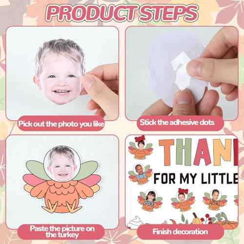 Thanksgiving Turkey Bulletin Board Set Fall Photo DIY Turkey Classroom Decorations Thankful for Our Little Turkeys Cutouts Autumn Leaves Pumpkin Borders for Door School Home Thanksgiving Wall Decor