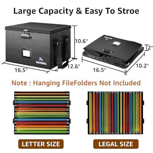 2 Pack Fireproof Document Box File Organizer - Portable Locking Filing Storage Box with Handle Waterproof for Hanging Letter/Legal Folder Important Document