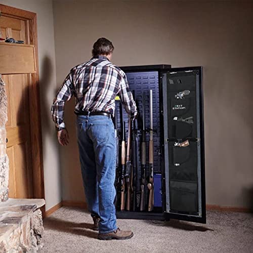NEXT STATION Gun Safe Door Organizer,Safe Door Panel Organizer with Pistol Holsters Document Pouch Adjustable Width Fit Back Panel from 9 to 14 inches, Gun Safe Accessories Storage (8.5W*45.5H inch)