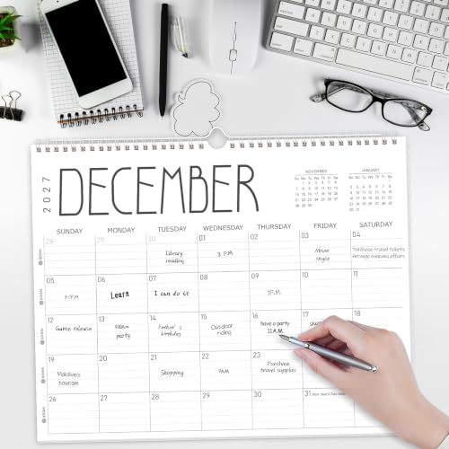GuassLee 2027 Wall Calendar Jan-Dec 12 Months 14x11 Inches Minimalist Design