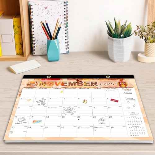 Desk Calendar 2026, Anti Ink Bleed, Plastic Cover, Ample Space, Until June 2027 with Stickers, 17" x 12" Large Seasonal Wall Calendar 2026 for Home, Office, Student & Teacher Supplies- Colorful