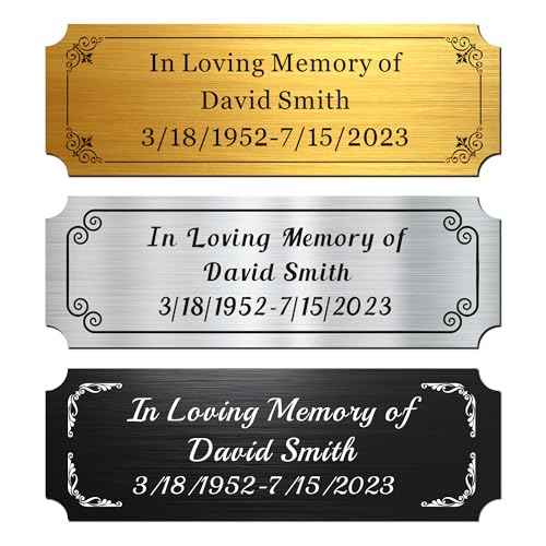Engraved Name Plates for Urns 1" x 3" Custom Plaque Trophy Plates Engraved Urn Name Plate Custom Engraved Plate Personalized Engraved Brass Plaque (Gold, 3x1 in)