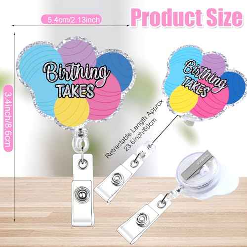 Riceshoot 10 Pcs Funny Labor and Delivery Nurse Badge Reels Cute Glitter Nicu Obstetrics Retractable Badge Reel Holder with Alligator Clip Gift for Rn Teacher Doctor(Fresh)