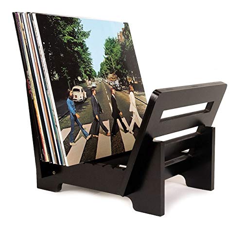 ZonsWorld - Vinyl Record Holder Storage - Display Up to 50 Albums, Fits 7” and 12” Records or LPs - Music Record Storage and Organizer - Black Bamboo