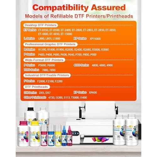 Auto-Fill DTF Ink No Sediment DTF Transfer Ink for Epson ET-8550/ET-8500 Printers, Direct to DTF Film Heat Transfer Ink Conversion Kit (100ml x 6, 2Wh+CMYK)
