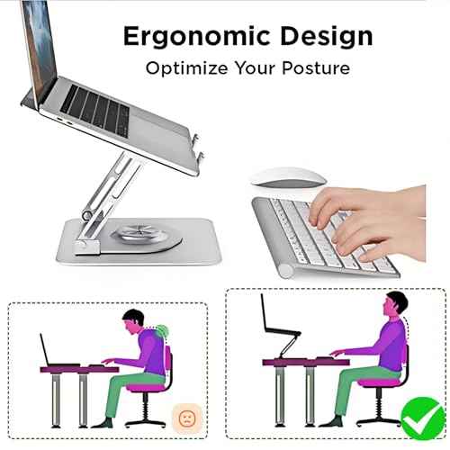 Laptop Pad 360 Rotating Laptop Stand 2 Adjustable Angle and 0-13 inches Tall Adjustable Cooling Pad Fits 10-17.3" laptops Pads