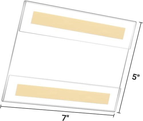 Skiennix Acrylic Sign Holder - 5x7 Horizontal Wall Mount Frame with Adhesive Tape | No Drilling, 6 Pack
