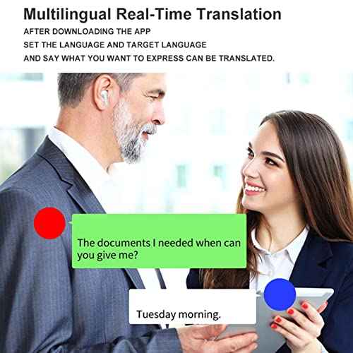 Translator Earbuds, 144 Languages Online Voice Translation, Bluetooth5.1 Two Way Instant Translation, Noise Reduction Microphone, for Business Travel Learning