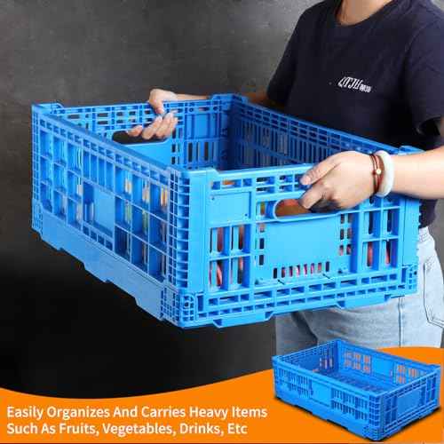 Collapsible Storage Bin Containe£¬52 Liter Transferheavy duty plastic storage box,blue milk crates heavy duty Transit storage of various items (1)