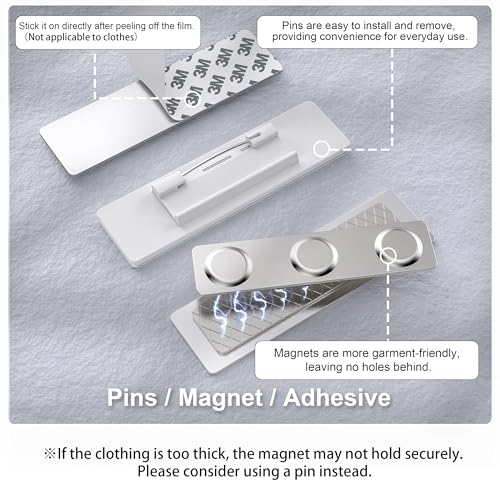 Personalized Engraved Metal Name Badge with Magnetic Backing 2.8x0.8 - No Logo, 3-Line Engraving