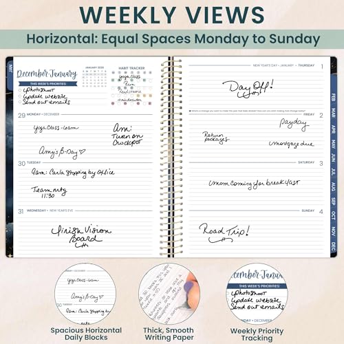 bloom daily planners 2026 Planner (January to December) - 8.5¡± x 11¡± Weekly & Monthly Dated Agenda Organizer Book with Stickers & Tabs - Flexible Soft Cover - Midnight Sky