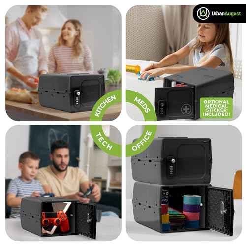 Urban August Dual Combination & Keyed Lockbox - Lockable Box for Everyday Use - Multi-Purpose lock for Home & Office Safety - Made of Industrial-Grade Plastic - One Size (Graphite)