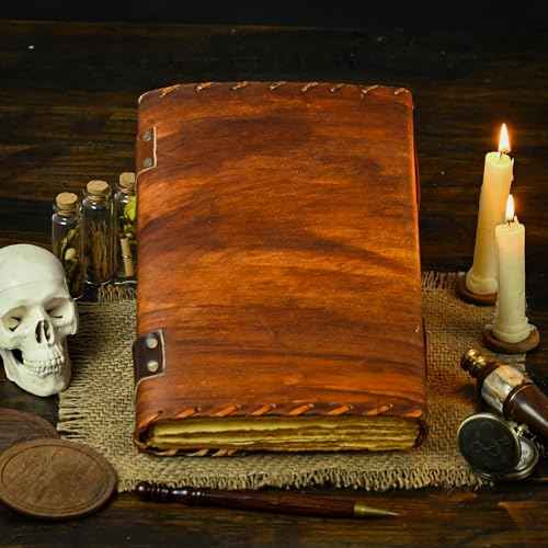 Hocus Pocus Book of Spells Hocus Pocus Spell book Prop Hocus Pocus Gifts Halloween Decorations Decor Leather Journal Writing Book Of shadow Best Hocus Pocus Gifts For Men And Women (13x10 Inch, Brown)