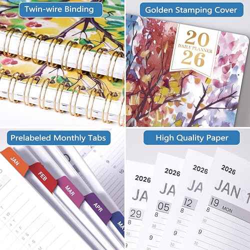 2026 Daily Planner - Appointment Book 2026, 9'' x 11'', Hourly Planner 2026, Jan.2026 - Dec.2026 with Coated Inner Tabs