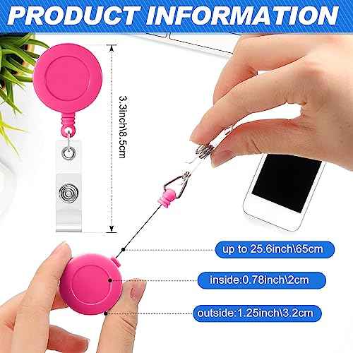 Harloon 150 Pcs Badge Reels Retractable Badges Holder Back to School Retractable ID Clip 27.6 Inches Hanging Holder Reels for Teacher Students ID Keychain Whistles Lanyards, 25 Colors