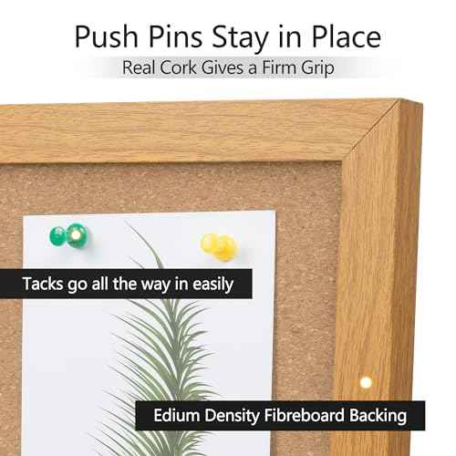 Board2by 2 Pack Cork Board Bulletin Board 20" x 30", Wood Framed Corkboards for Wall Decor, Hanging Office Message Board, Wall Mounted Notice Pin Board with 30 Push Pins for School, Home & Office