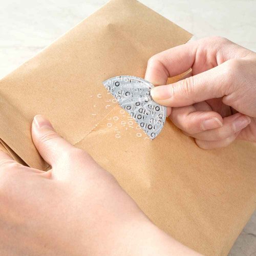 Restaurantware Label Tek 2 Inch Tamper-Evident Stickers For Halal 500 Rolled Tamper Seal Stickers - Chalkboard Design For Safe Food Delivery Black With White Font Plastic To Go Stickers
