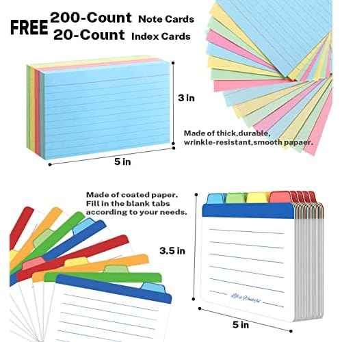 Neando Bamboo Index Card Holder for 3x5 Cards ? Wooden Organizer with Lid, 4 Compartments, 600-Card Capacity, Includes 20 Thick Index Cards & 200 Note Cards? Natural Desktop Filing Box