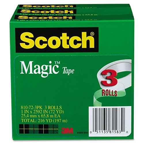 Scotch 810723PK Magic Tape Refill, 1-Inch x 2592-Inch, 3-Inch Core, 3/Pack