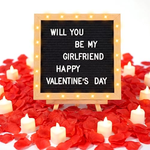 Ceenna Romantic Sign with LED Candle, 10x10 Inch Black Light for Love & Special Events