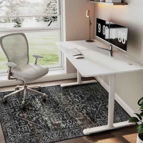 Chair Mat for Hard Floors, QQpony 55"x36" Office Chair Mat for Hard Surface, Area Rug for Living Room, Protector Floor Rug Mat for Home Office (Black)