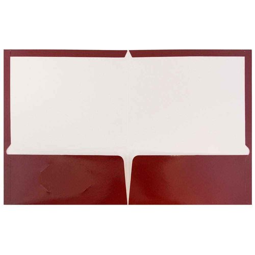 JAM PAPER Laminated Two Pocket Glossy School Folders - Letter Size - High Gloss Maroon Red - Bulk 50/Box