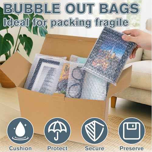 JTIEO 50 Pack Bubble Mailers 12x16" Thick Padded Envelopes Large Mailing Envelopes Clear Bubble Padded Cushioning Mailers Bubble Bags for Packaging Small Business