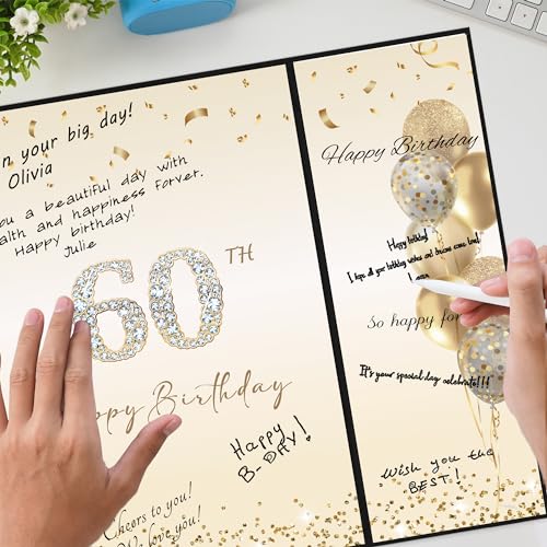 Black Gold Happy 60th Birthday Signature Guest Book (Variation: Black Gold) DARUNAXY
