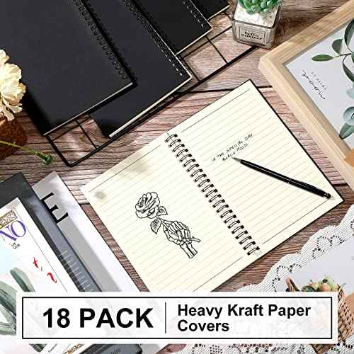 Yahenda Spiral Notebook Bulk A5 Journal Lined 8.3'' x 5.5'' Writing Composition Paper Small Notepad Subject Notebook for Students Office Business Back to School Supplies(Black Color,18 Pcs)